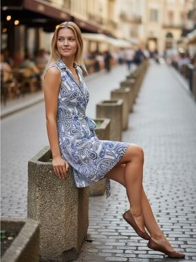Banana Republic Blue Paisley Sleeveless Mini Dress